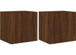 Pensili Tv Con Luci Led 2 Unità Aspetto Rovere Marrone