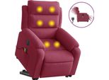 Vidaxl Poltrona Per Massaggi Con Ausilio Per L'assistenza Elettrica Vino Rosso Velluto