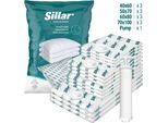 Set Di Sacchetti Per Indumenti Sottovuoto Sillar | Sacchetti Per Indumenti Sottovuoto Con Valvola Ermetica - Varie Dimensioni - 12 Pezzi + Pompa