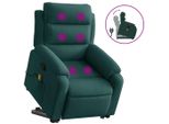 Vidaxl Poltrona Per Massaggi Con Ausilio Per L'assistenza In Piedi In Velluto Verde Scuro