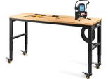 Banco Da Lavoro Regolabile - Tavolo Pieghevole In Acciaio - Banco Da Lavoro Multifunzionale Per Officina - Portata 720 Kg - Marrone - 122 X 51 X 79-104 Cm