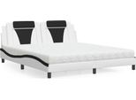 Vidaxl Letto "Viana"" Con Materasso Bianco E Nero 180X200 Cm In Pelle Finta"