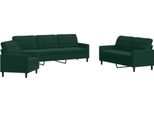 Vidaxl Set Divano 3 Pezzi Con Cuscini In Velluto Verde Scuro