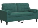 Vidaxl Divano A 2 Posti Con Cuscini Decorativi In Velluto Verde Scuro 140 Cm