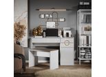 Vicco Scrivania Adela, 115 X 55 Cm Con 3 Cassetti, Bianco Lucido