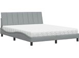 Vidaxl Letto Con Materasso "Hanko"" Grigio Chiaro 160X200 Cm Tessuto"