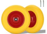 Tolletour 2X Ruota Carriola Gomma Piena Giallo 4.80/4.00-8 - Ø390 X 95Mm Pneumatico Di Ricambio Per Carriola