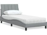 Syfax™ Letto Con Materasso Hanko Grigio Chiaro 80X200 Cm In Tessuto