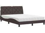 Syfax™ Letto Con Materasso Marrone Scuro 140X200Cm Tessuto