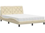 Syfax™ Letto Con Materasso Crema 140X200 Cm In Tessuto