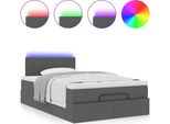 Syfax™ Pouf Letto Con Materasso E Led Grigio Scuro 120X200 Cm Tessuto