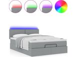 Syfax™ Pouf Letto Con Materasso E Led Grigio Chiaro 140X190 Cm