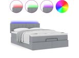 Syfax™ Pouf Letto Con Materasso E Led Grigio Chiaro 140X190 Cm