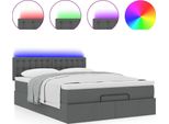 Syfax™ Pouf Letto Con Materasso E Led Grigio Scuro 140X200 Cm
