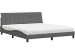 Syfax™ Letto Con Materasso Hanko Grigio Scuro 180X200 Cm Tessuto