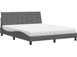 Syfax™ Letto Con Materasso Hanko Grigio Scuro 160X200 Cm Tessuto