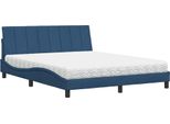 Syfax™ Letto Con Materasso Hanko Blu 160X200 Cm In Tessuto