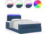 Syfax™ Pouf Letto Con Materasso E Led Blu 120X200 Cm In Tessuto