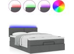 Syfax™ Pouf Letto Con Materasso E Led Grigio Scuro 140X190 Cm