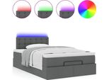 Syfax™ Pouf Letto Con Materasso E Led Grigio Scuro 120X200 Cm Tessuto
