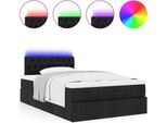 Syfax™ Pouf Letto Con Materasso E Led Nero 120X190 Cm In Tessuto