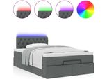 Syfax™ Pouf Letto Con Materasso E Led Grigio Scuro 120X190 Cm Tessuto