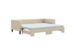 Syfax™ Divano Letto Estraibile Con Materassi Crema 90X200 Cm Tessuto