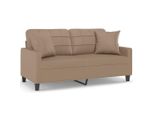 Syfax™ Divano A 2 Posti Con Cuscini Cappuccino 140 Cm In Pelle Finta