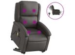 Syfax™ Poltrona Alzapersona Massaggi Reclinante Elettrica Grigia Pelle