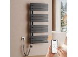 S'afielina Radiatore Elettrico Per Asciugamani 1041×500 Mm, Radiatore Elettrico Per Bagno Con Termostato, Wifi, Timer Programmabile, Display Lcd, 600 W, Antracite
