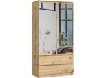 Akord Armadio 2 Ante 2 Cassetti 2 Specchi Rovere Artigianale 90X51X180 Cm