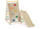 Costway 3 In 1 Struttura Da Arrampicata Per Interni, Scala Da Arrampicata, Parete Da Arrampicata E Scivolo, Triangolo A Pioli Per Arrampicarsi E Scivolare, Per Bambini 3+ Colorati, 105X127.5X122.5Cm