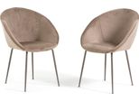 Set Di 2 Sedie Da Interno In Tessuto Imbottito Con Gambe In Metallo - Design Elegante E Confortevole Per Sala Da Pranzo, Cucina, Camera Da Letto, Bar E Ristorante - Iris - Tortora/Tartaruga
