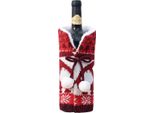 Inf Copribottiglia Di Vino Natalizio Festivo - Decorazione Natalizia In Maglia Rosso