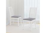 Set Di 2 Sedie Da Pranzo Costway, Sedie Da Cucina In Legno, Sedie Da Tavolo Con Seduta Imbottita, Sedie In Legno Imbottite, Fino A 180 Kg, Sedie (Bianco, 2)