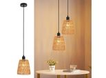 Zmh Lampada A Sospensione Boho Luce A Sospensione Rattan 1 Fiamma Tavolo Da Pranzo Lampada A Sospensione Vintage Intrecciata Paralume Corda Di Canapa E27 Lampada A Sospensione Per Sala Da Pranzo