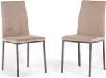Set Di 2 Sedie Da Interno In Velluto Con Schienale Alto E Gambe In Metallo - Design Moderno Ed Elegante Per Cucina, Sala Da Pranzo, Camera Da Letto, Bar E Ristorante - Alma - Beige/Tortora