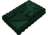Vidaxl Coperta In Finta Pelliccia Di Coniglio Verde Scuro 240 X 270 Cm Poliestere