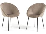 Set Di 2 Sedie Da Interno In Tessuto Imbottito Con Gambe In Metallo - Design Elegante E Confortevole Per Sala Da Pranzo, Cucina, Camera Da Letto, Bar E Ristorante - Iris - Tortora/Grigio Scuro