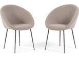 Set Di 2 Sedie Da Interno In Tessuto Imbottito Con Gambe In Metallo - Design Elegante E Confortevole Per Sala Da Pranzo, Cucina, Camera Da Letto, Bar E Ristorante - Iris - Beige/Turtledove