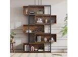 Libreria Merax, 5 Ripiani, Scaffale In Legno Con Ripiani, Scaffale Industriale Per Soggiorno, Ufficio, Studio, Nero + Marrone