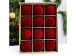 Inf Palline Di Natale In Velluto Da 6 Cm - Set Da 12 Decorazioni Per Albero Rosso