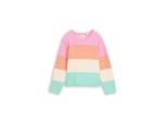 Tom Tailor MäDchen Cropped Strickpullover Mit Rundhalsausschnitt, Rosa, Gestreift, Gr. 128/134