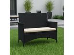Mucola Panca Da Giardino Panca In Rattan Panca In Polyrattan Cuscino Nero Seduta Beige Rivestimento Panca Panca Da Parco Mobili Da Giardino Giardino Cuscini In Poly Rattan