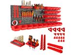 Pannello Porta Attrezzi + 30 Scatole E Supporti 116X39 Cm Per Officina Garage