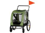 2-in-1 Hundebuggy, Hundefahrradanhänger, klappbar, wetterfest, für Hunde bis 20 kg, Grün