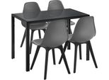[Set Da Pranzo Per 4 Persone Tavolo Da Pranzo Nero + 4 Sedie Grigio Tavolo Da Cucina Tavolo Da Sala Da Pranzo Con Sedia Da Sala Da Pranzo