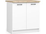 Armadio Oliwia S80 2D Bianco Con Piano In Laminato 80 Cm Colore Rovere-Sonoma Per Arredamento Cucina