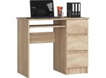 Scrivania Ad Angolo A-6 In Rovere Sonoma Con Spazio Di Archiviazione E 3 Cassetti