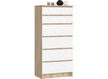 Comò K60 6 Cassetti Rovere Sonoma Bianco Design Elegante E Funzionale